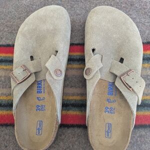 Birkenstock Beige Suede Slip-Ons